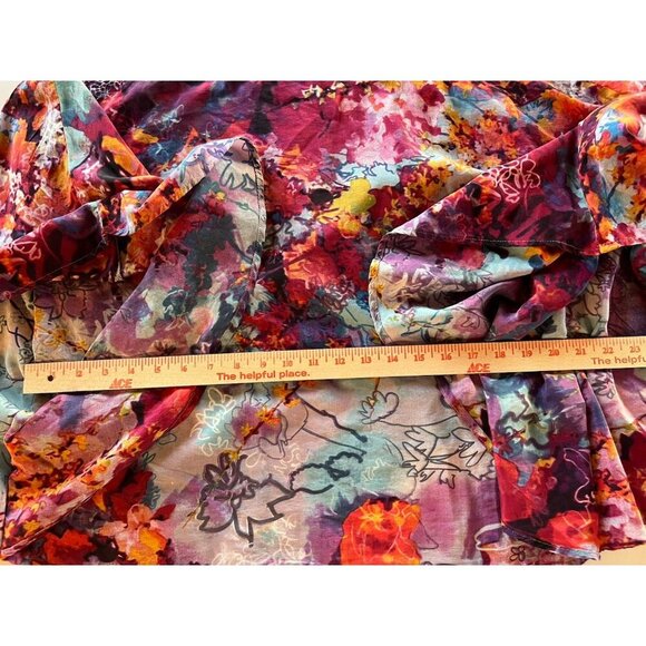 Vivienne Tam multicolor hippie floral artsy cape kimono top sz 4 designer - Picture 7 of 10